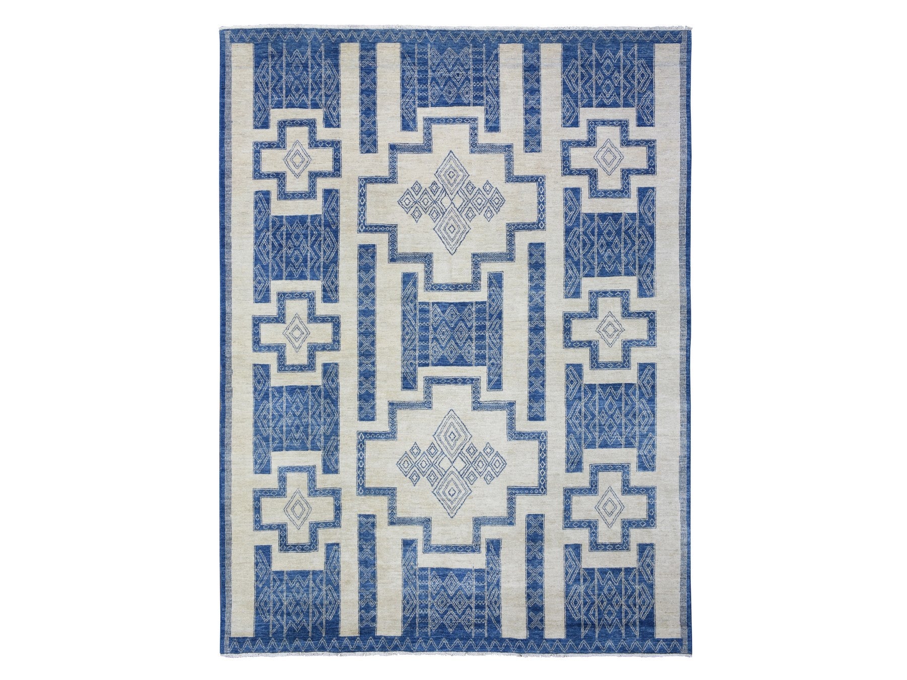 Peshawar Oushak hand-knotted wool rug in Blue, 8'10" x 11'8" — SKU O072720