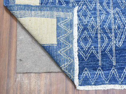 Blue 8'10" x 11'8" Oushak And Peshawar Hand knotted Wool Rug - Sku: O072720