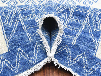 Blue 8'10" x 11'8" Oushak And Peshawar Hand knotted Wool Rug - Sku: O072720
