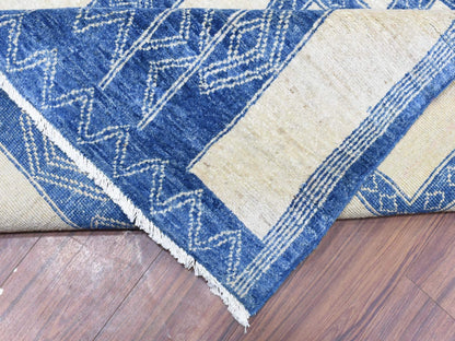 Blue 8'10" x 11'8" Oushak And Peshawar Hand knotted Wool Rug - Sku: O072720