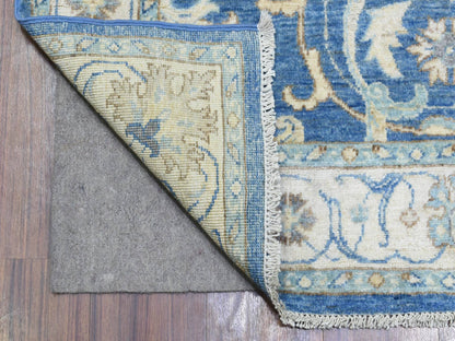 Blue 3'9" x 13'3" Oushak And Peshawar Hand knotted Wool Rug - Sku: O072723
