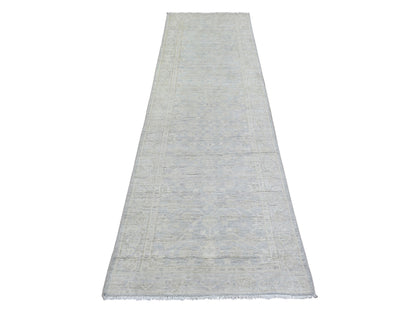 Blue 2'8" x 9'6" Oushak And Peshawar Hand knotted Wool Rug - Sku: O072761