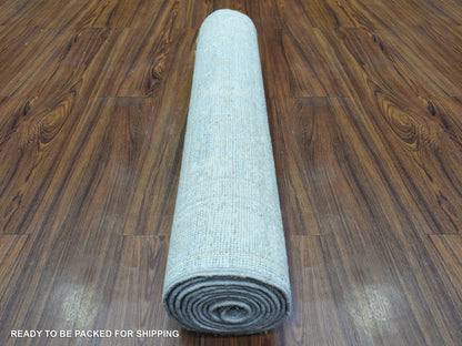 Blue 2'8" x 9'6" Oushak And Peshawar Hand knotted Wool Rug - Sku: O072761