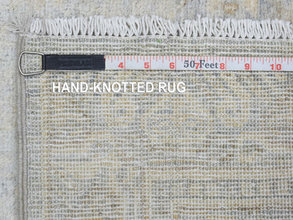 Blue 2'8" x 9'6" Oushak And Peshawar Hand knotted Wool Rug - Sku: O072761