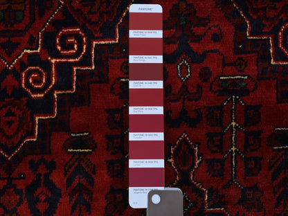 Tribal Tribal & Geometric hand-knotted wool rug in Red, 4'10" x 6'7" — SKU O072777 (view 3)