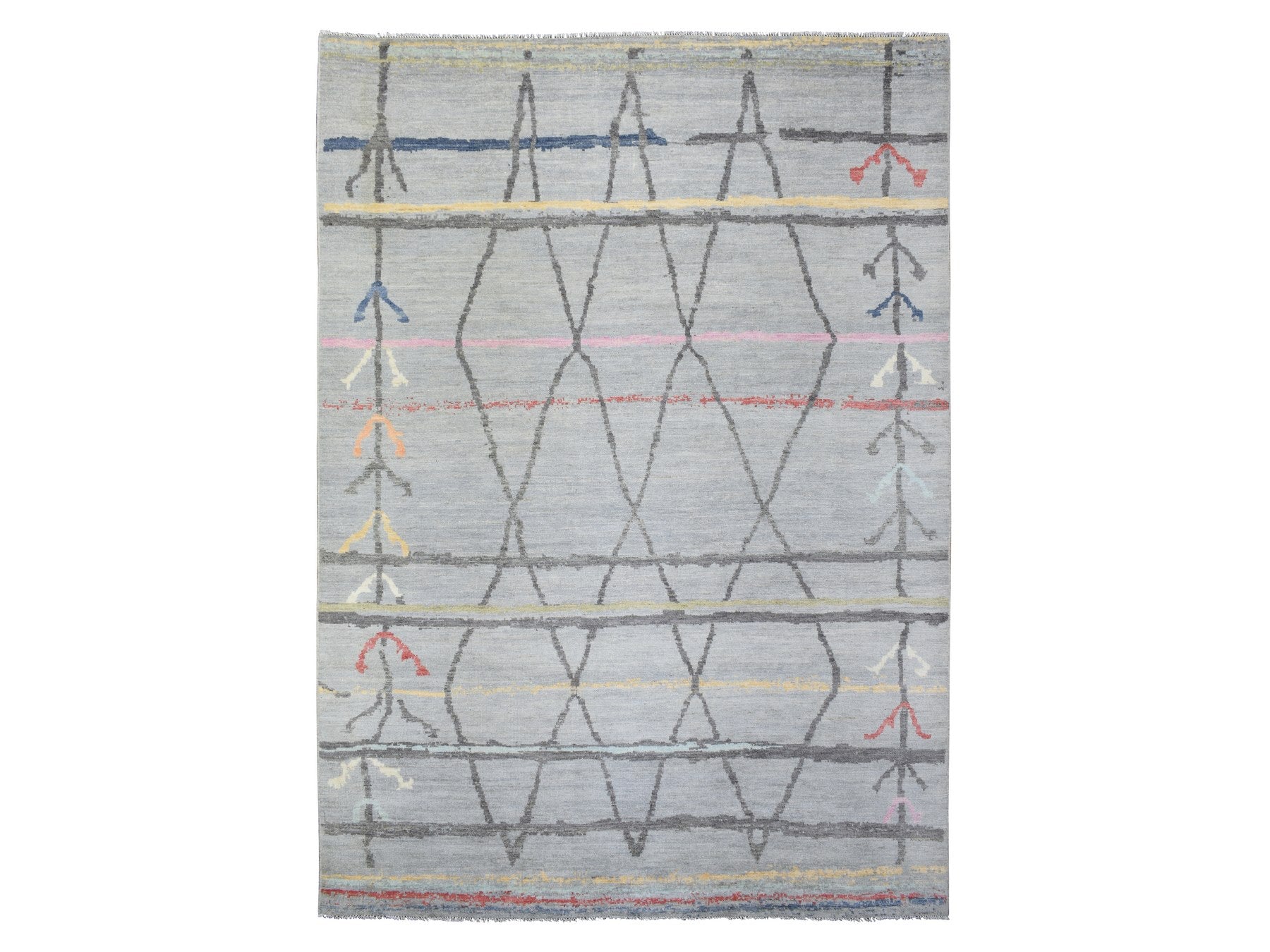 Tribal & Geometric hand-knotted wool rug in Gray, 10' x 13'9" — SKU O072783