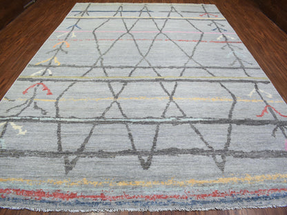 Tribal & Geometric hand-knotted wool rug in Gray, 10' x 13'9" — SKU O072783 (view 2)