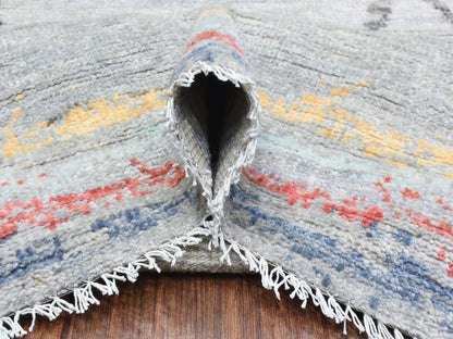 Tribal & Geometric hand-knotted wool rug in Gray, 10' x 13'9" — SKU O072783 (view 5)