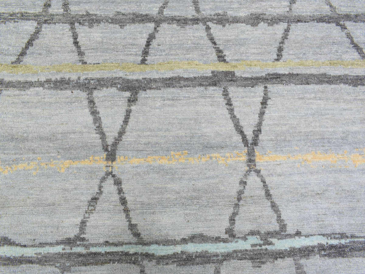 Tribal & Geometric hand-knotted wool rug in Gray, 10' x 13'9" — SKU O072783 (view 8)