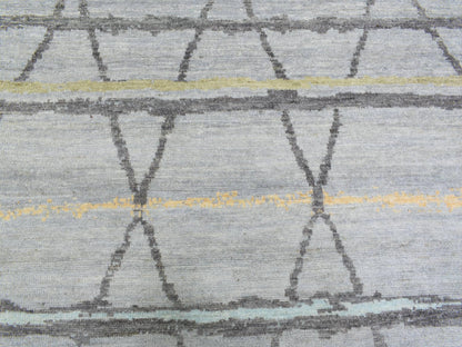 Tribal & Geometric hand-knotted wool rug in Gray, 10' x 13'9" — SKU O072783 (view 8)