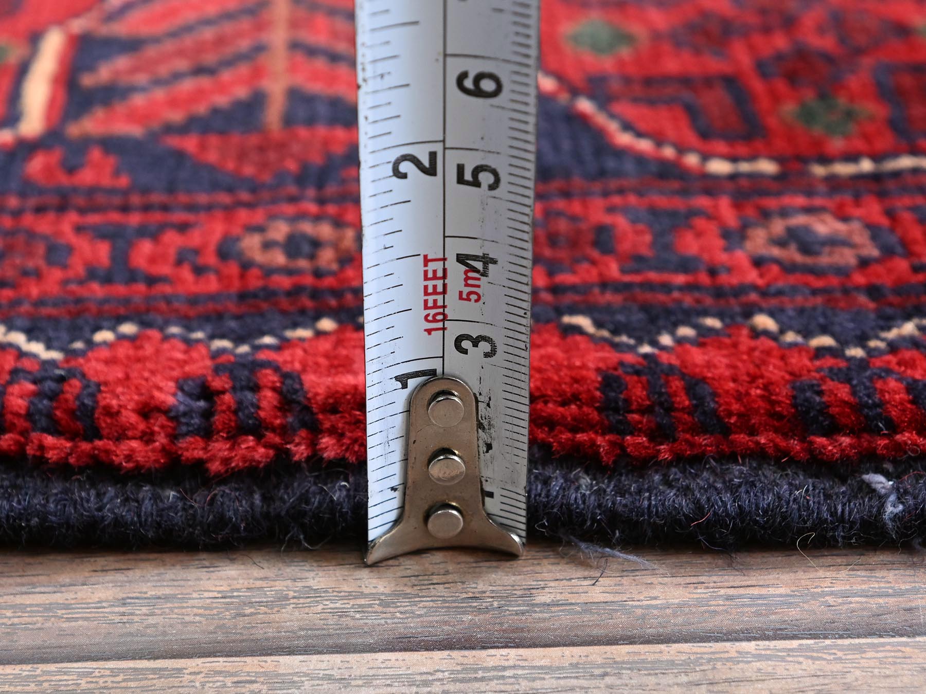 Tribal & Geometric hand-knotted wool rug in Red, 3'4" x 5' — SKU O0727 (view 6)