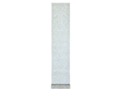 Peshawar Oushak hand-knotted wool runner in Ivory, 2'6" x 19'4" — SKU O072801