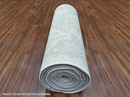 Peshawar Oushak hand-knotted wool runner in Ivory, 2'6" x 19'4" — SKU O072801 (view 4)