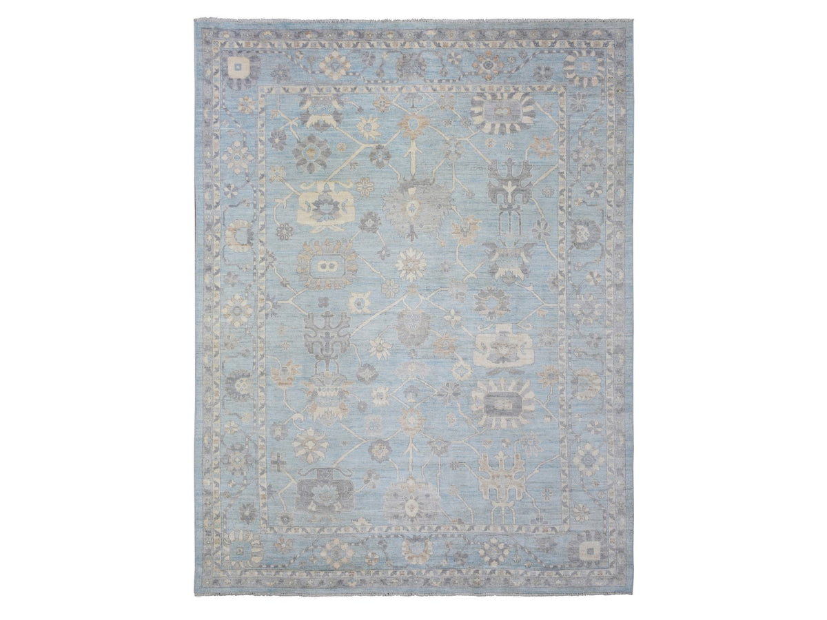 Oushak Oushak hand-knotted wool rug in Blue, 9'1" x 11'10" — SKU O072812