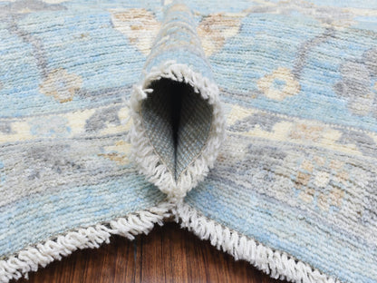 Blue 9'1" x 11'10" Oushak And Peshawar Hand knotted Wool Rug - Sku: O072812