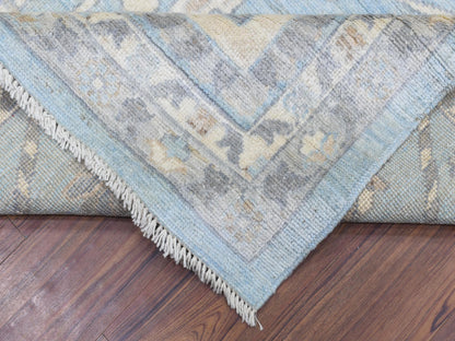 Blue 9'1" x 11'10" Oushak And Peshawar Hand knotted Wool Rug - Sku: O072812