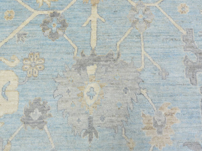 Blue 9'1" x 11'10" Oushak And Peshawar Hand knotted Wool Rug - Sku: O072812