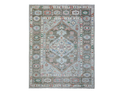 Tribal & Geometric hand-knotted wool rug in Gray & Brown, 8'2" x 10'3" — SKU O072820