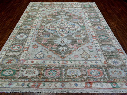 Tribal & Geometric hand-knotted wool rug in Gray & Brown, 8'2" x 10'3" — SKU O072820 (view 2)