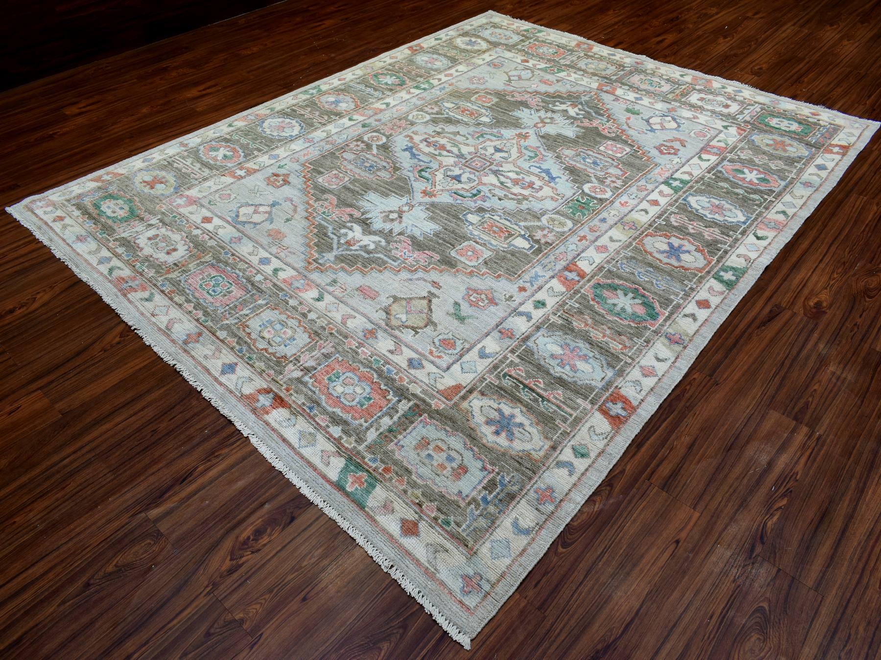 Tribal & Geometric hand-knotted wool rug in Gray & Brown, 8'2" x 10'3" — SKU O072820 (view 3)