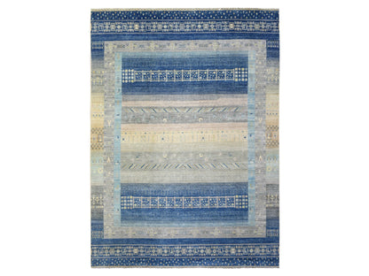 Blue 10'2" x 13'7" Tribal & Geometric Hand knotted Wool Rug - Sku: O072821