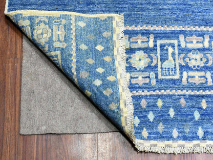 Blue 10'2" x 13'7" Tribal & Geometric Hand knotted Wool Rug - Sku: O072821
