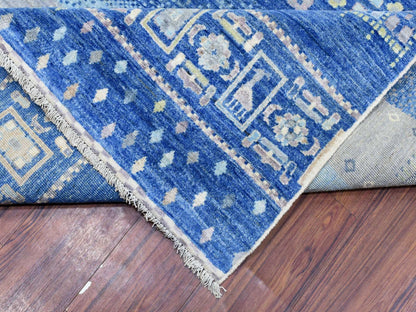 Blue 10'2" x 13'7" Tribal & Geometric Hand knotted Wool Rug - Sku: O072821