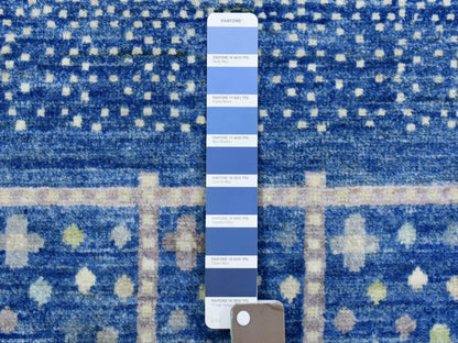 Blue 10'2" x 13'7" Tribal & Geometric Hand knotted Wool Rug - Sku: O072821