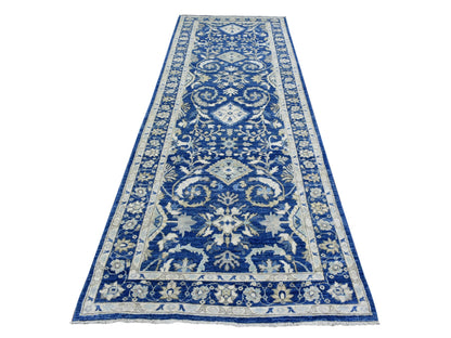 Mahal Oushak hand-knotted wool runner in Blue, 4' x 11'8" — SKU O072827