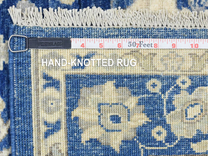 Blue 4'0" x 11'8" Oushak And Peshawar Hand knotted Wool Rug - Sku: O072827