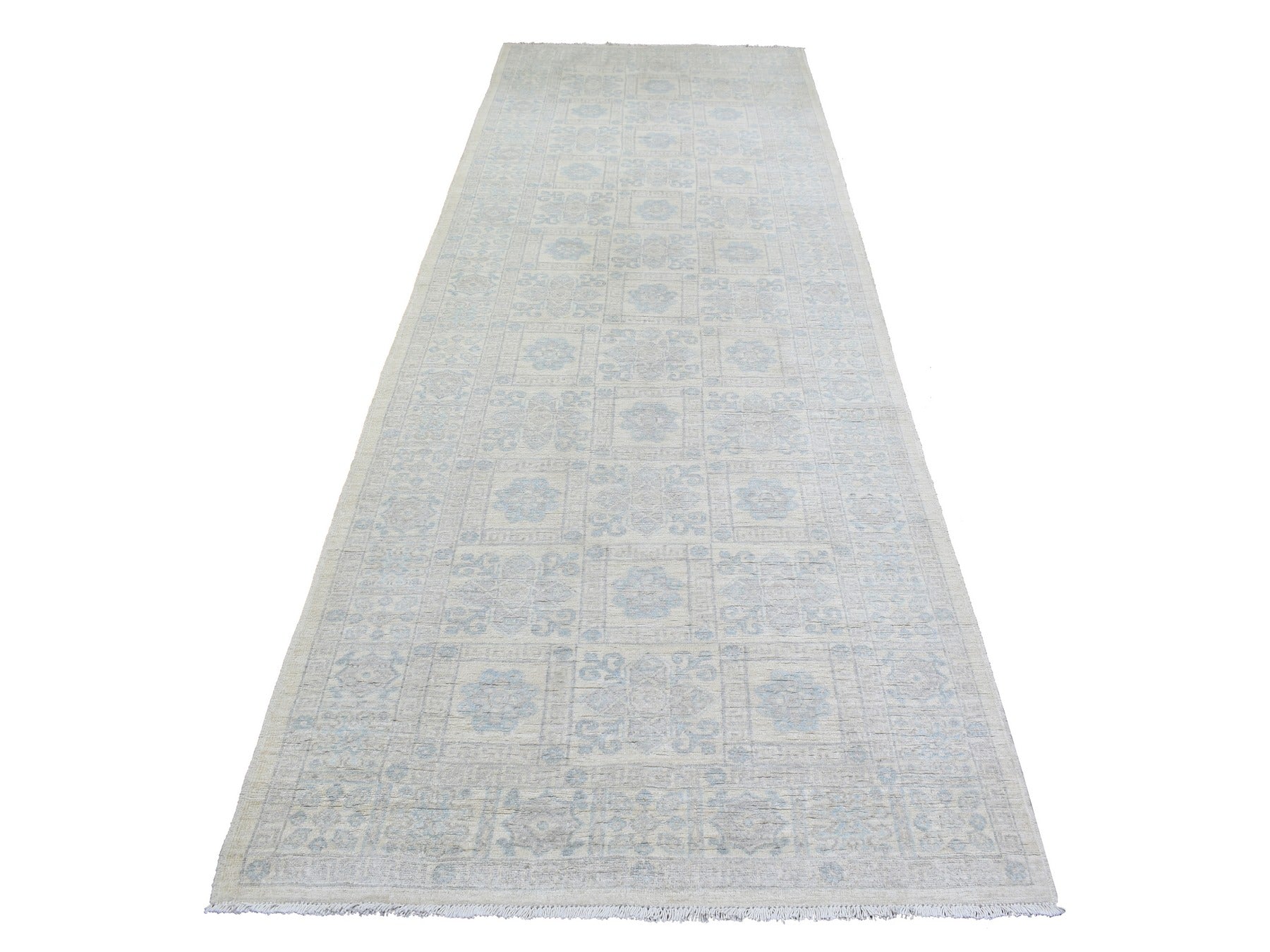 Peshawar Oushak hand-knotted wool runner in Ivory, 4' x 11'8" — SKU O072830