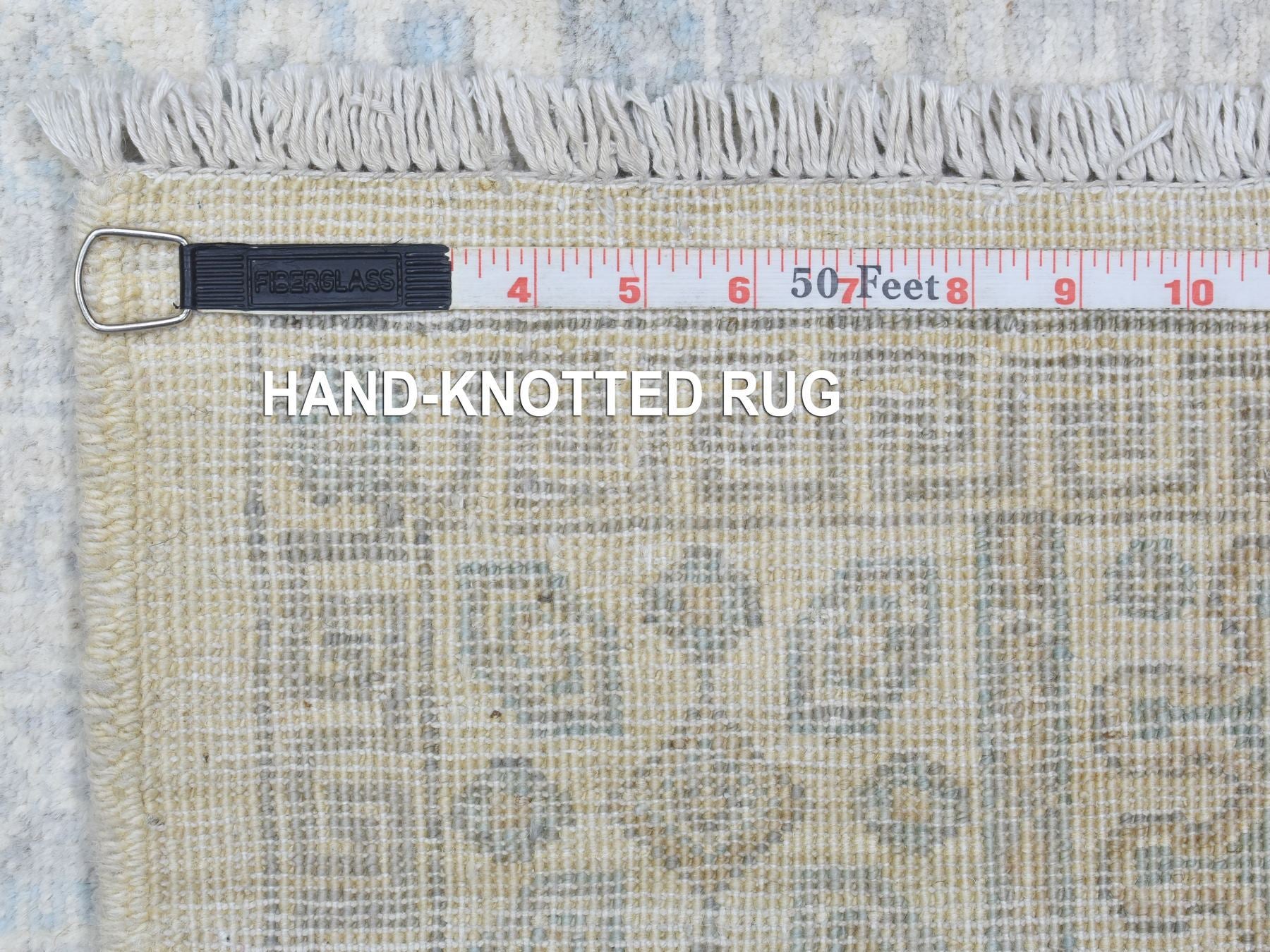 Peshawar Oushak hand-knotted wool runner in Ivory, 4' x 11'8" — SKU O072830 (view 6)