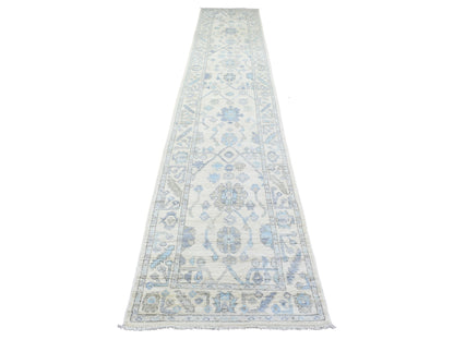 Oushak Oushak hand-knotted wool runner in Ivory, 2'8" x 15'4" — SKU O072837