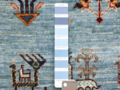 Blue 2'9" x 9'10" Kazak Hand knotted Wool Rug - Sku: O072853