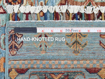 Blue 2'9" x 9'10" Kazak Hand knotted Wool Rug - Sku: O072853