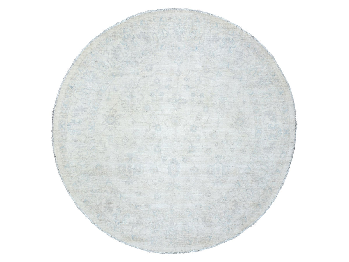 Peshawar Oushak hand-knotted wool rug in Ivory, 7'8" x 7'10" — SKU O072881