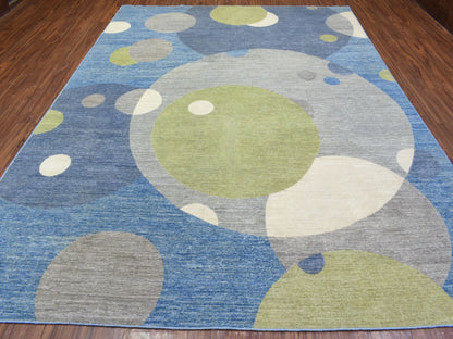 Multicolored 9'1" x 12'0" Modern / Contemporary Hand knotted Wool Rug - Sku: O072883