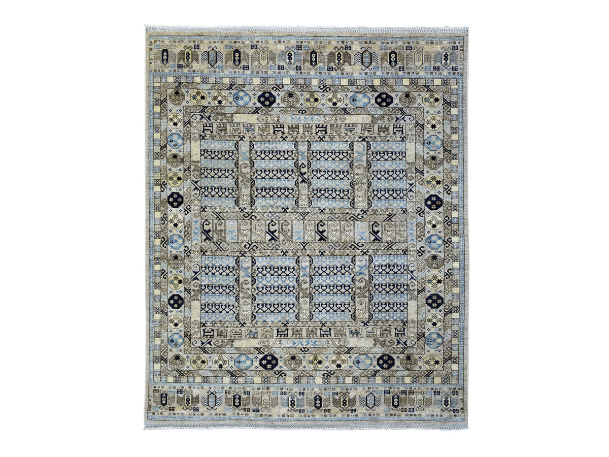 Ersari Tribal & Geometric hand-knotted wool rug in Beige & Ivory, 8' x 9'9" — SKU O072884