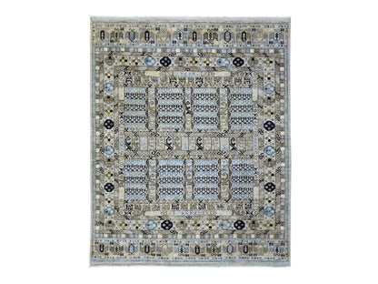 Beige 8'0" x 9'9" Tribal & Geometric Hand knotted Wool Rug - Sku: O072884