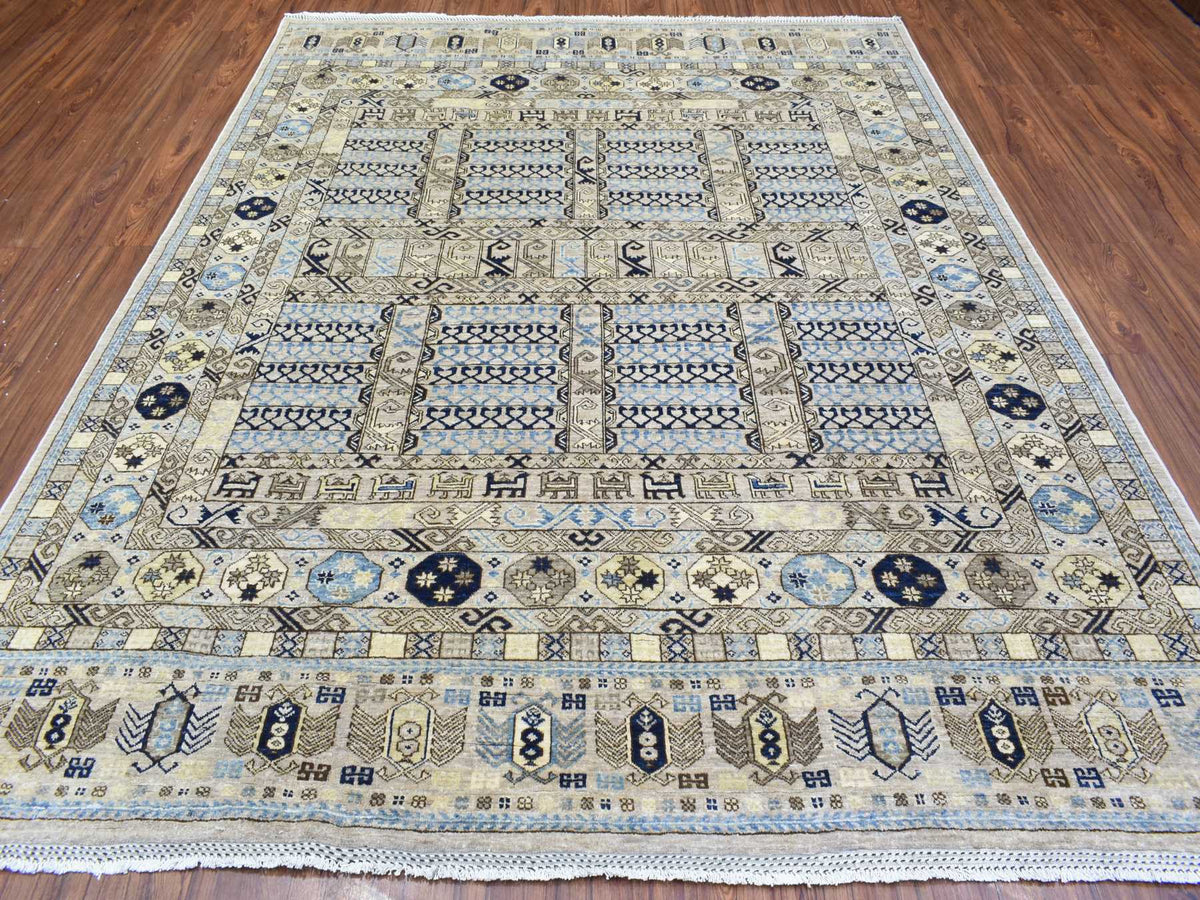 Ersari Tribal & Geometric hand-knotted wool rug in Beige & Ivory, 8' x 9'9" — SKU O072884 (view 2)