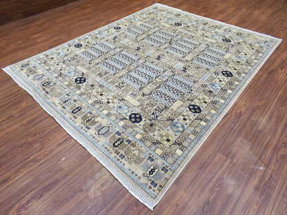 Beige 8'0" x 9'9" Tribal & Geometric Hand knotted Wool Rug - Sku: O072884