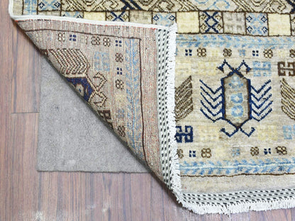 Beige 8'0" x 9'9" Tribal & Geometric Hand knotted Wool Rug - Sku: O072884