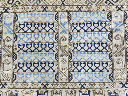 Beige 8'0" x 9'9" Tribal & Geometric Hand knotted Wool Rug - Sku: O072884