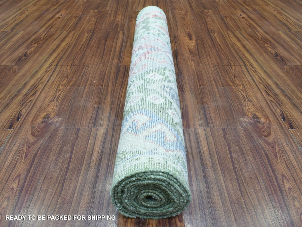 Tribal & Geometric hand-knotted wool runner in Multicolored, 3'10" x 12' — SKU O072891 (view 4)