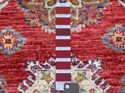 Kazak Kazak hand-knotted wool runner in Red & Ivory, 3' x 11' — SKU O072908 (view 3)