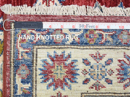 Kazak Kazak hand-knotted wool runner in Red & Ivory, 3' x 11' — SKU O072908 (view 6)
