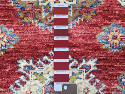 Kazak Kazak hand-knotted wool runner in Red & Ivory, 3'1" x 11' — SKU O072910 (view 3)
