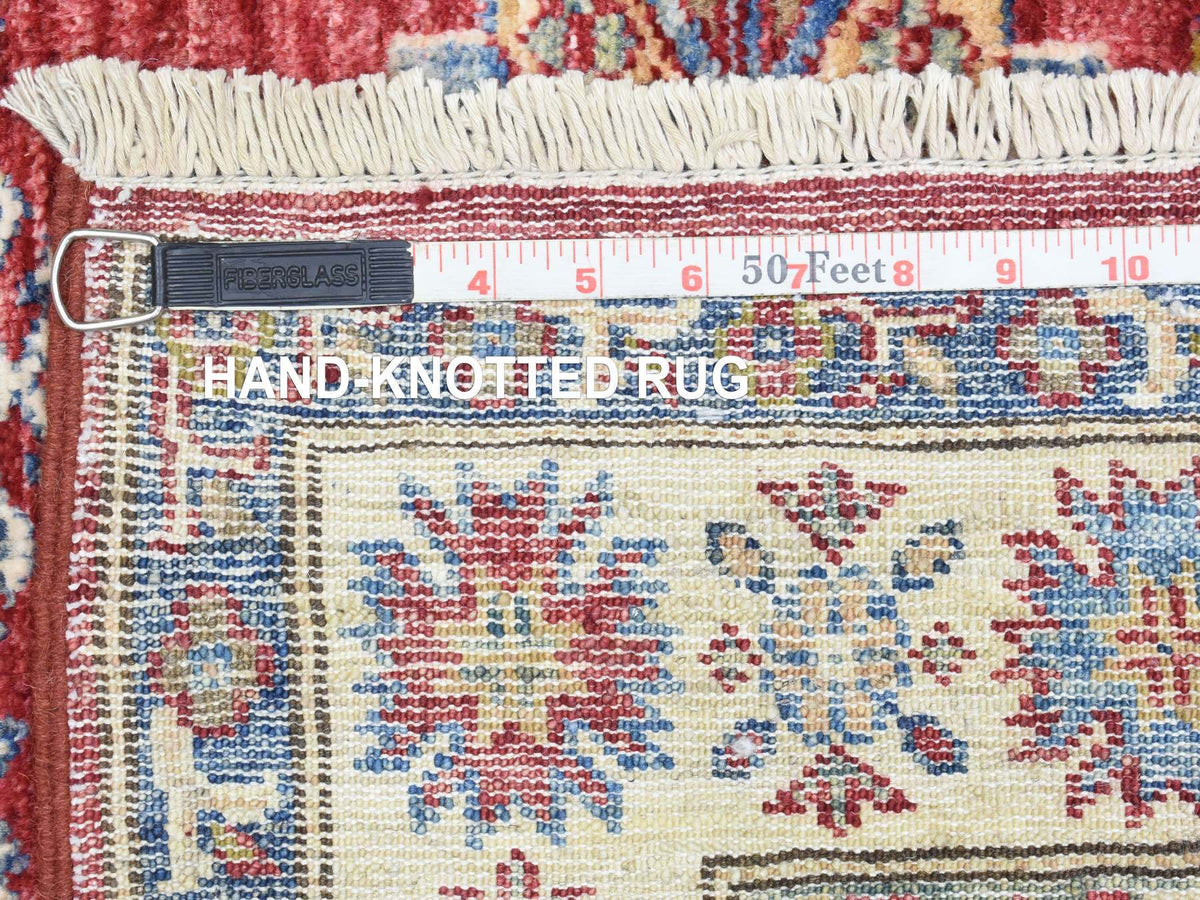 Kazak Kazak hand-knotted wool runner in Red & Ivory, 3'1" x 11' — SKU O072910 (view 6)