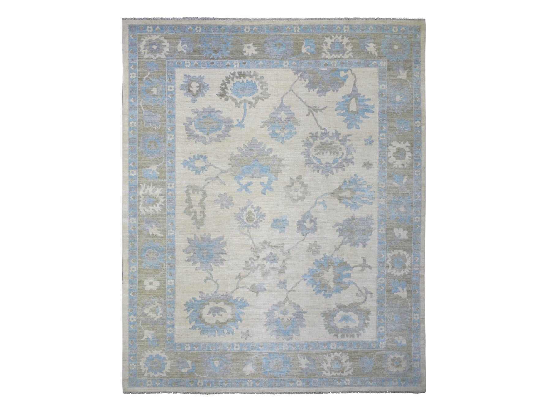 Oushak Oushak hand-knotted wool rug in Ivory & Charcoal Gray, 12' x 14'7" — SKU O072927