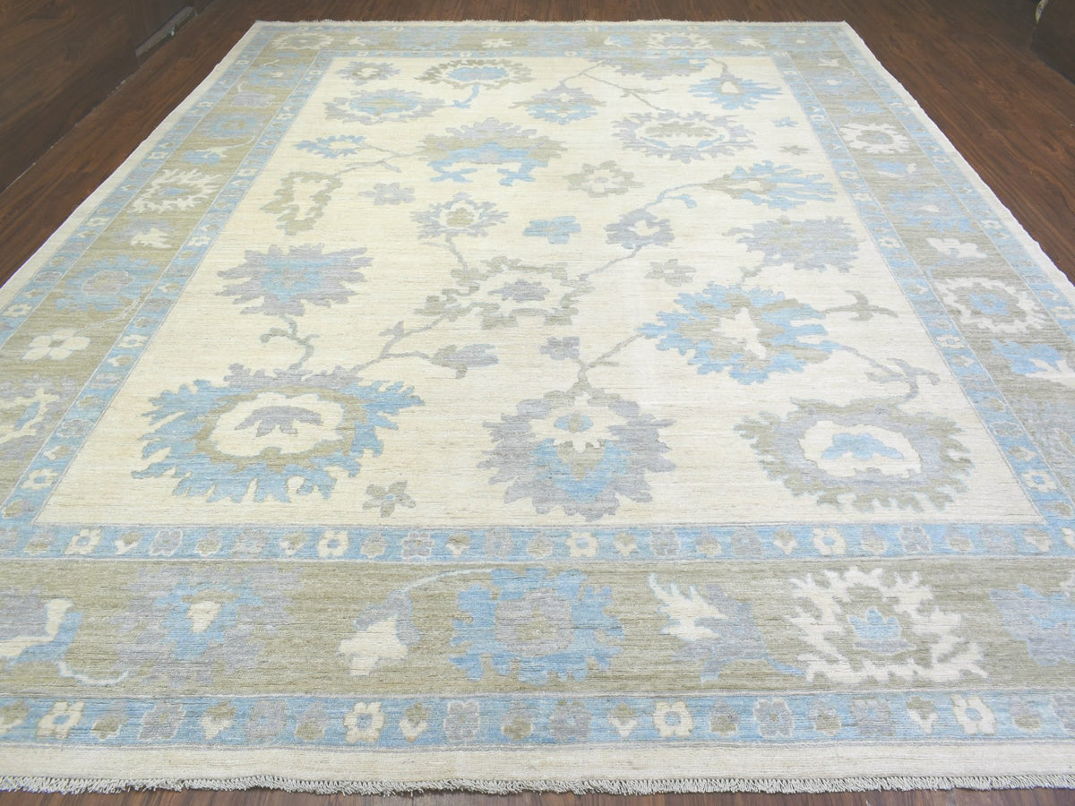 Oushak Oushak hand-knotted wool rug in Ivory & Charcoal Gray, 12' x 14'7" — SKU O072927 (view 2)